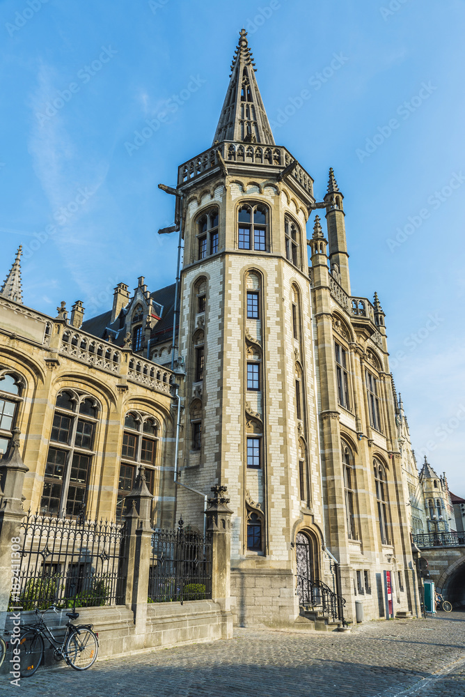 Historic building in the medieval city of Ghent, Belgium
