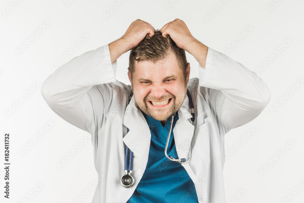 The doctor made a mistake while working. The doctor is in a panic. Emotional expression