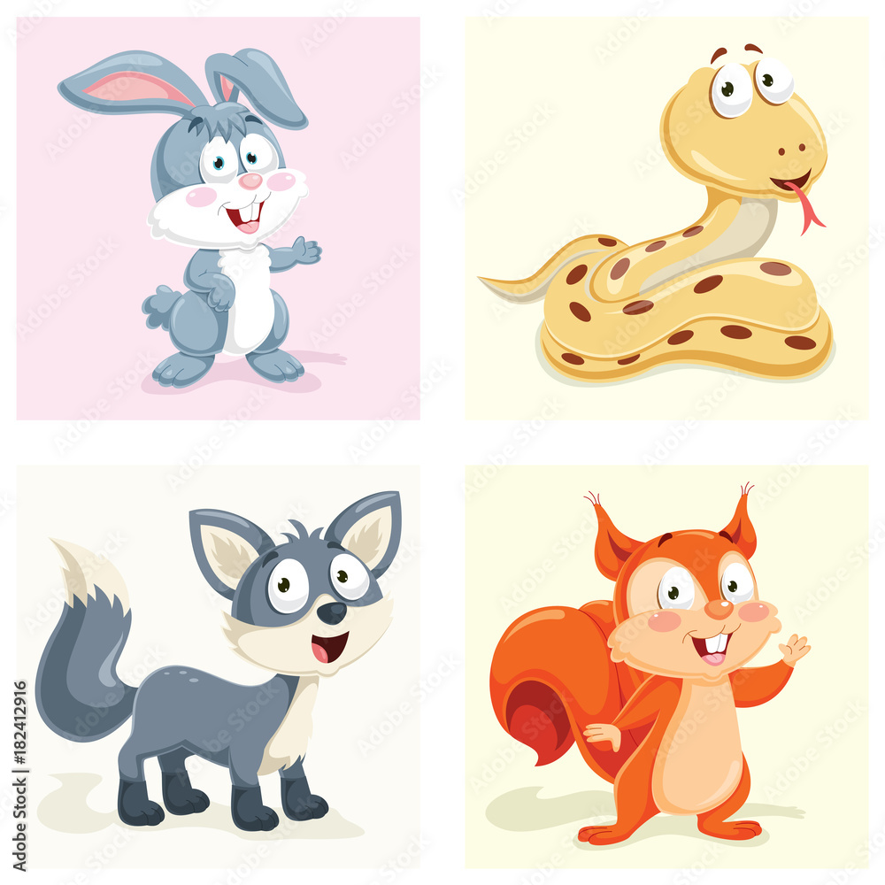 Fototapeta premium Animals Vector Illustration Set