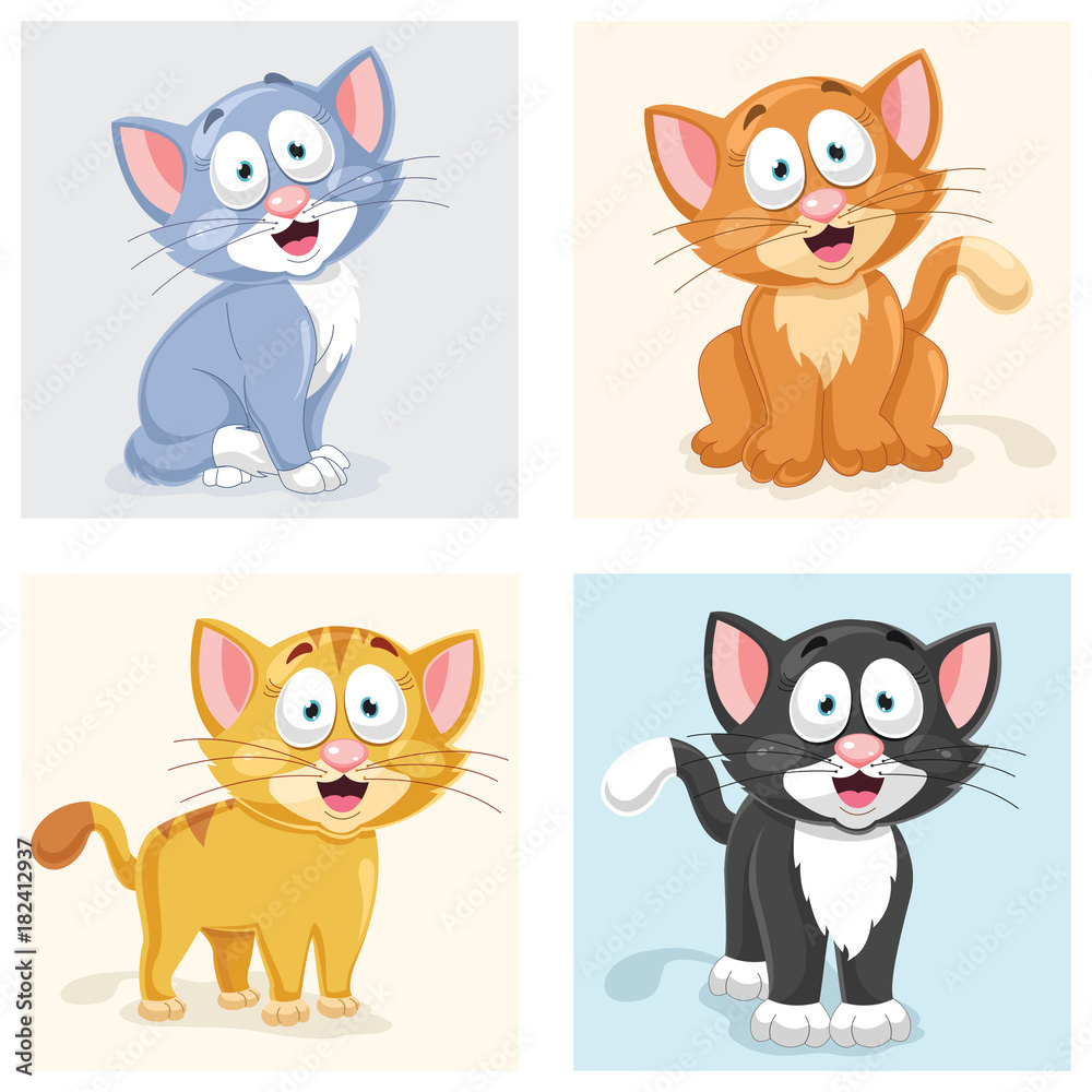 Cats Vector Illustration Set
