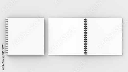 Foto Square spiral binding notebook mock up isolated on soft gray background