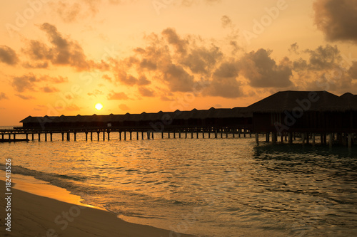 beautiful sunset scene at Maldives © ksiwapon