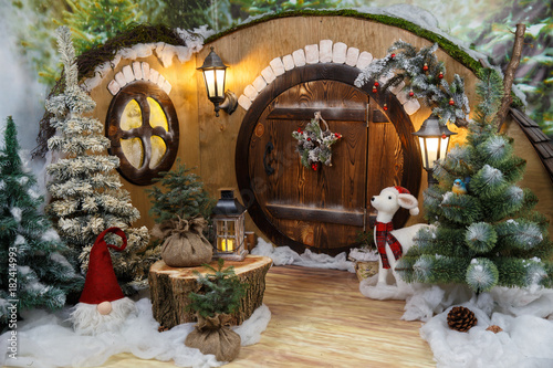New Year's house of a gnome / hobbit. Studio photography photo