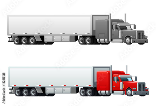 Trailer truck long vehicle vector isolated icons