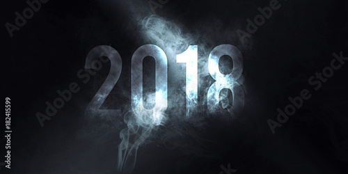 2018 new year smoke effect writing