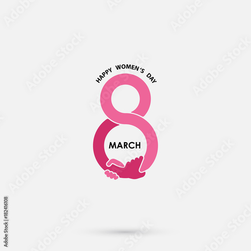 Creative 8 March logo vector design with international women's day icon.Women's day symbol.Minimalistic design for international women's day concept.