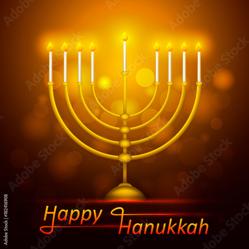 Vector Hanukkah background with menorah. Happy Hanukkah greeting card.