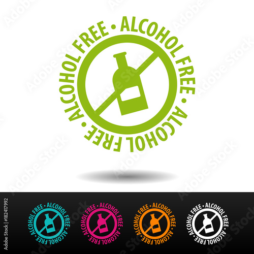 Alcohol free badge, logo, icon. Flat vector illustration on white background. Can be used business company.