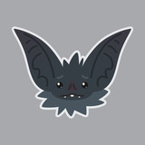 Bat sticker. Emoji. Vector illustration of cute Halloween bat vampire shows sad emotion.