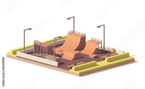 Vector low poly skate park