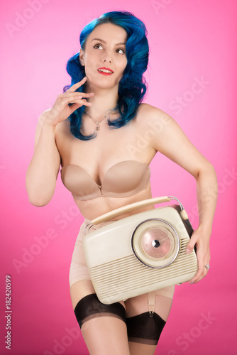 Pin Up Girl With Radio photo