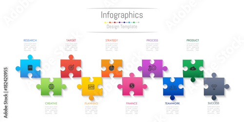 Infographic design elements for your business data with 10 options  parts  steps  timelines or processes. Jigsaw puzzle concept  Vector Illustration.