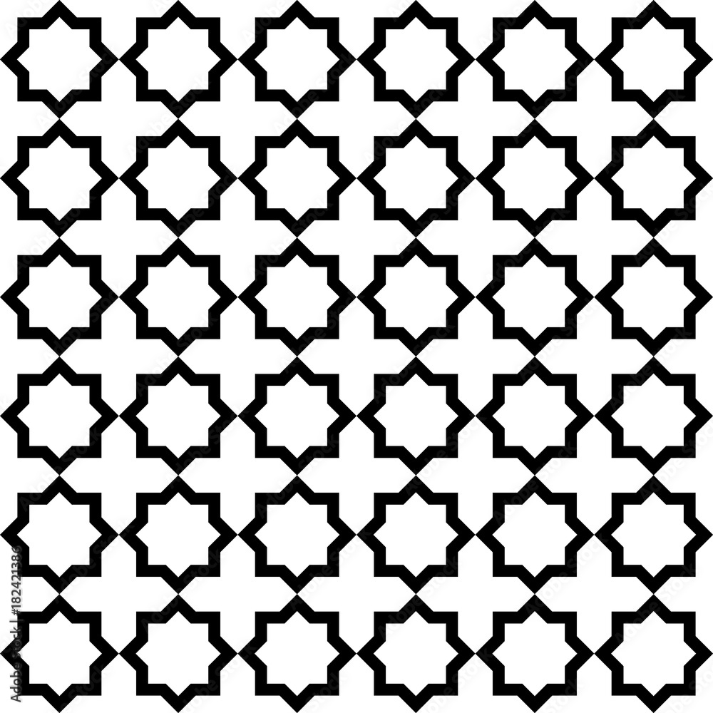 Fototapeta premium A simple geometric pattern. Black and white. Arabic style.