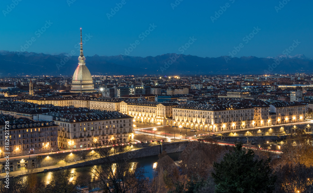 landscape of turin by night 