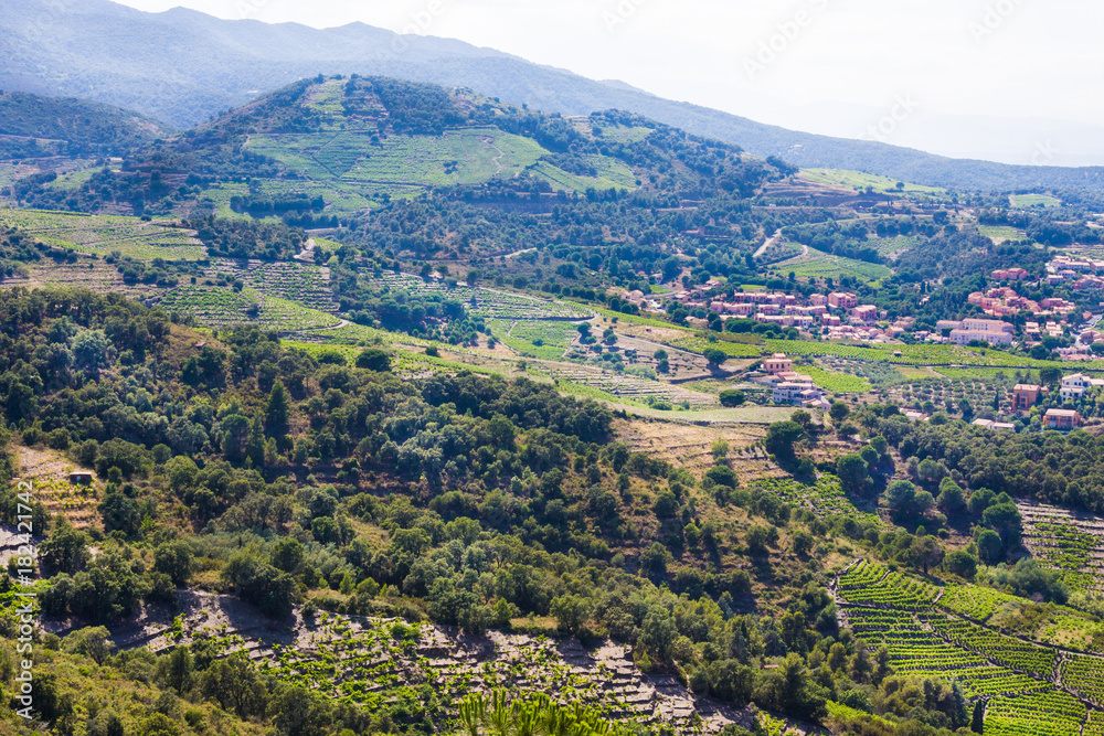 Mountains near Сollioure village, Roussillon, Vermilion coast, Pyrenees Orientales, France