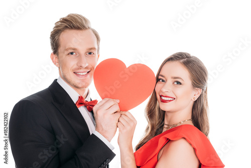 couple with red paper heart