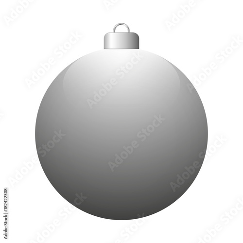 Vector gray glossy Christmas ball isolated on white background