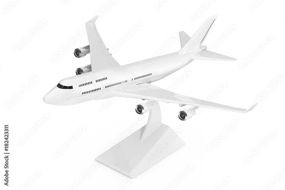 White Jet Passenger's Сommercial Airplane Model. 3d Rendering