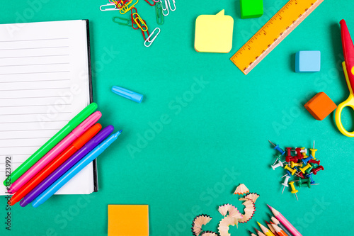 School Supplies. Concept Back to School. Top View. Flat Lay.