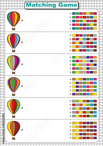 Find the color sequence of the air balloon. visual perception worksheet for kids