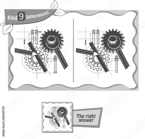 find 9 differences game architect black