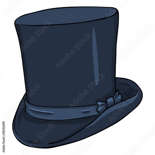 Vector Cartoon Dark Blue Classic Cylinder Hat