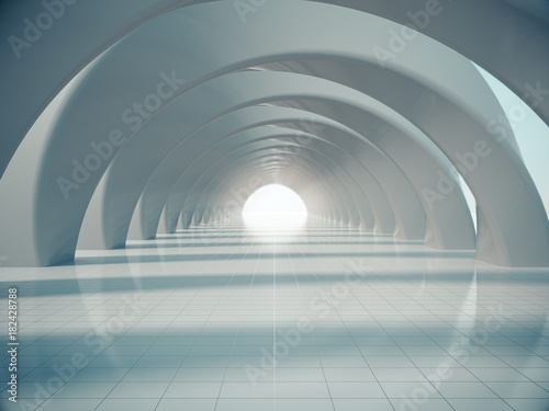 Abstract structure,Product showcase background,Long tunnel.3D rendering 