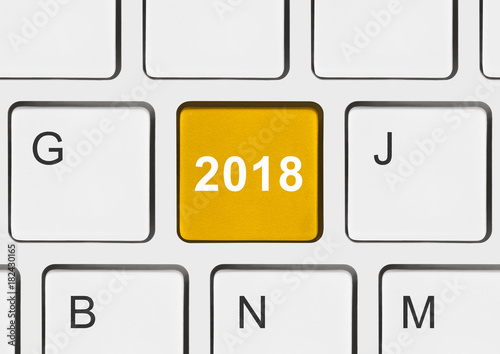 Computer keyboard with 2018 key © Nikolai Sorokin