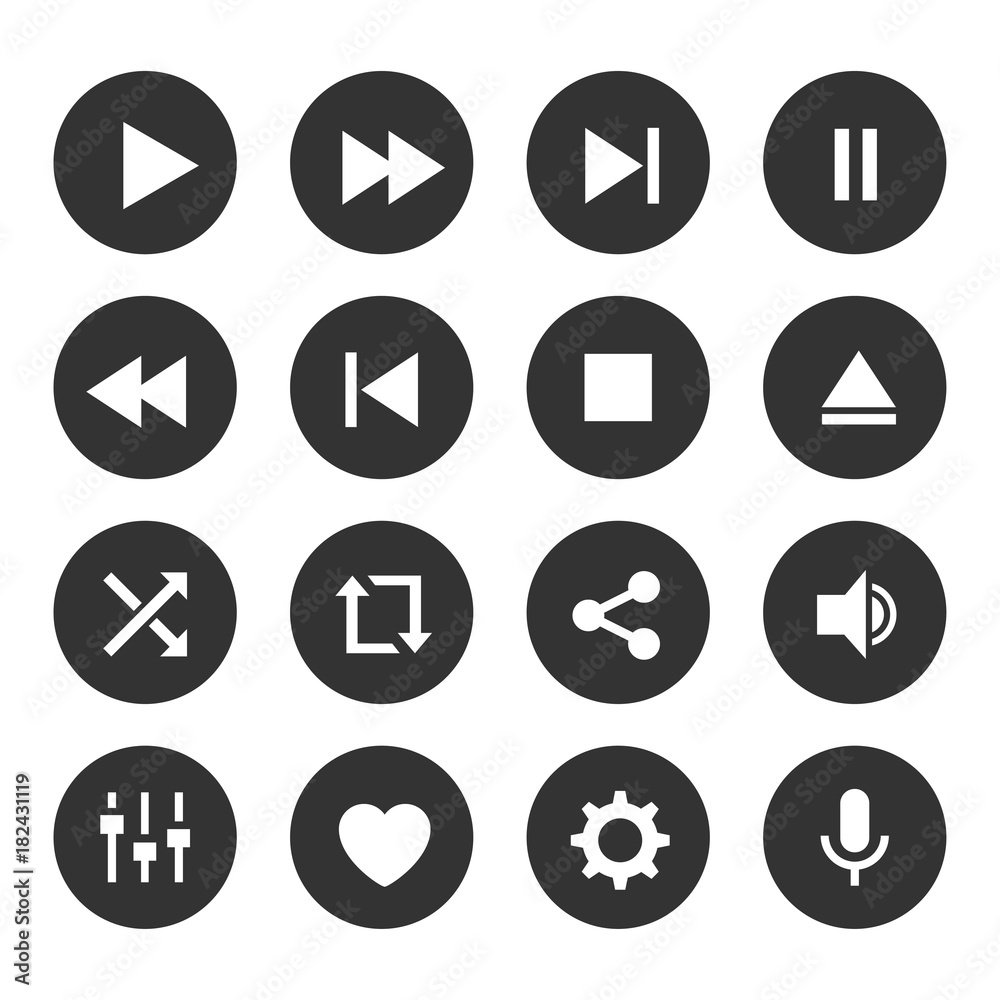 Media player icon set