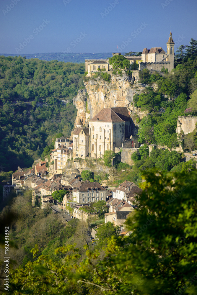 Rocamadour village a picturesque unesco world heritage site in france at sunrise