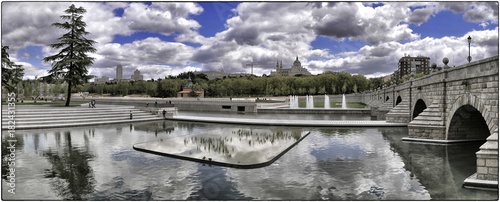 Madrid Rio. Ribera del rio Manzanares de Madrid. Spain