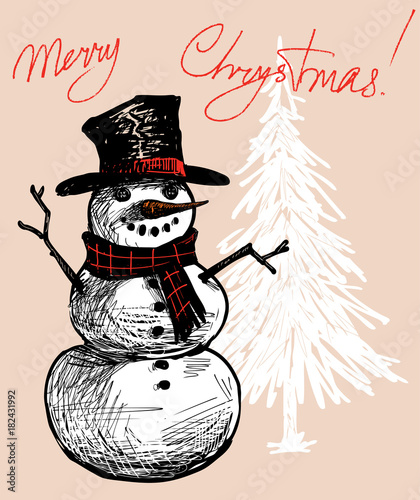 Christmas card with a snowman