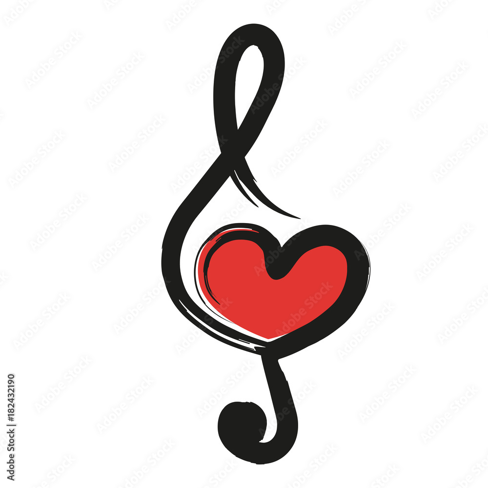 Vecteur Stock musique - cœur - amour - clé de sol - concept - symbole -  pictogramme | Adobe Stock