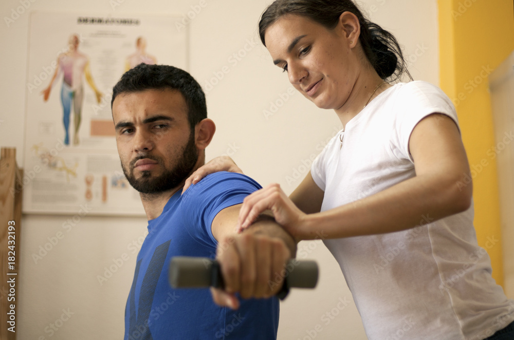 Obraz premium Exercises with hand weight.