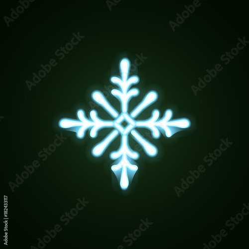 Christmas snowflake neon sign. Neon sign, bright signboard, light banner. Vector icons