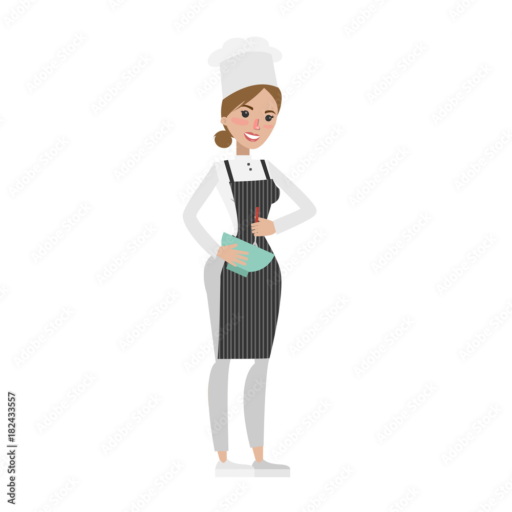 Isolated female chef.