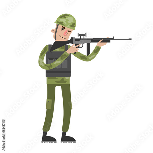 Isolated soldier with gun