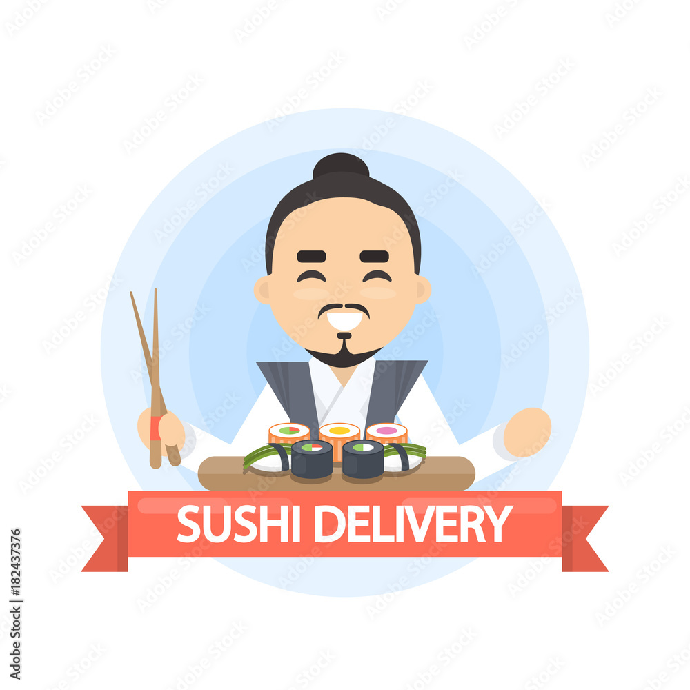 Sushi delivery logo.