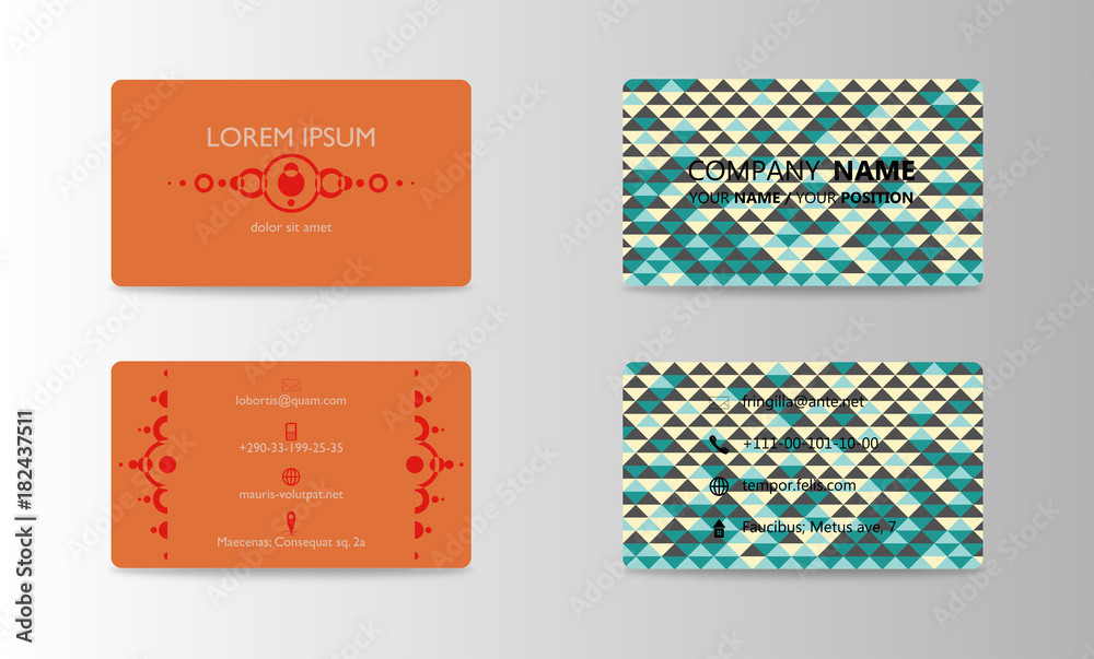 Naklejka premium Set of modern business card print templates. Personal visiting card with company logo. trending design. Vector illustration