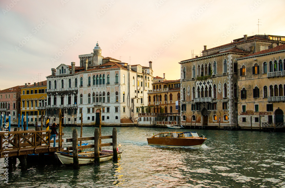 The Grand Canal of Venice at nightfall