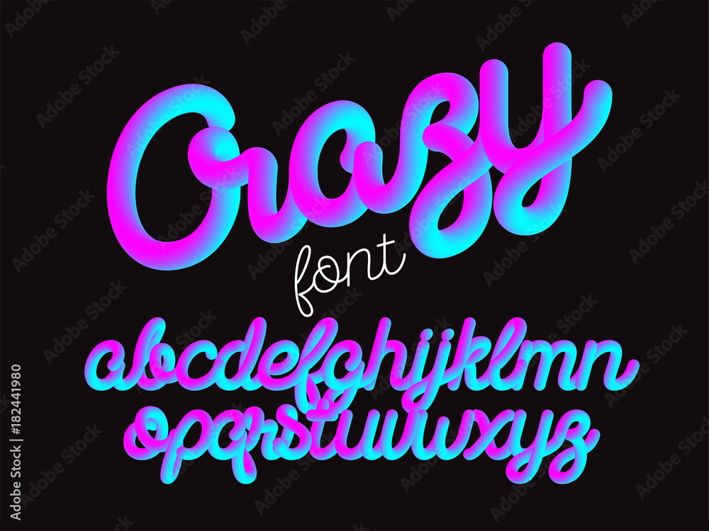 Naklejka premium Crazy color 3D alphabet vector pipe font