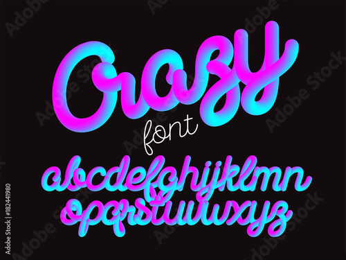 Crazy color 3D alphabet vector pipe font