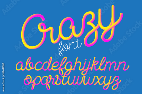 Crazy color 3D alphabet vector pipe font