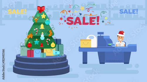 Merry Christmas And New Year In Shop