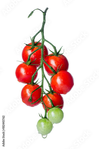 Fresh cherry tomatoes isolated over white background