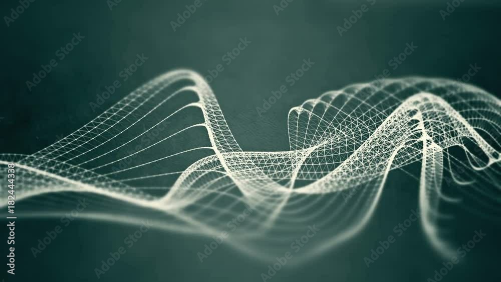 Abstract polygon wave flow with small particles in 4K UHD slow motion video loop.