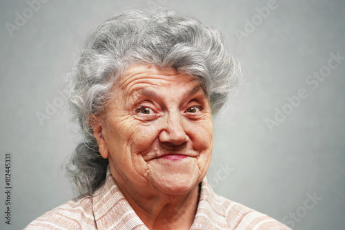 Emotional elderly woman face