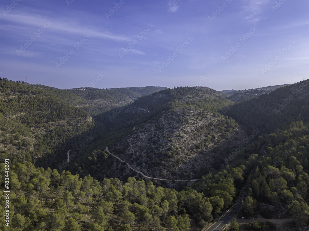 Obraz premium Burma Road, Derekh Burma, in Israel was a makeshift bypass road between Kibbutz Hulda and Jerusalem, landscape cityscape view, places tourism.