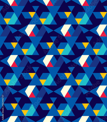 Abstract seamless pattern of triangles. Movement of geometric forms.
