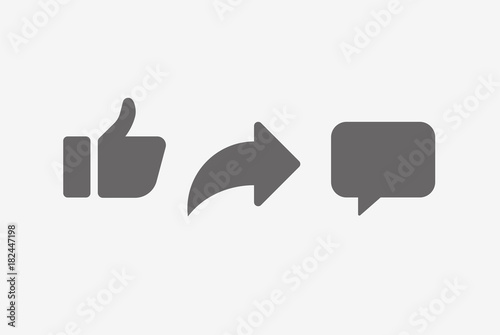 Abstract vector like comment share icon set.